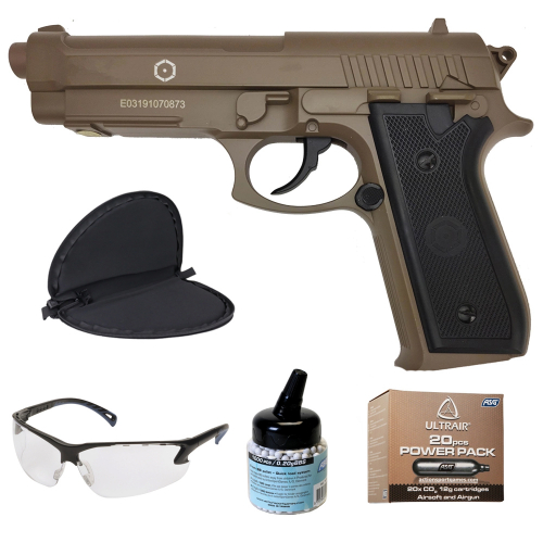 Pistol package PT92 TAN Co2 6mm Full Metal in the group Airsoft / Airsoft package deals at Wizeguy Sweden AB (as-erbju-0025)